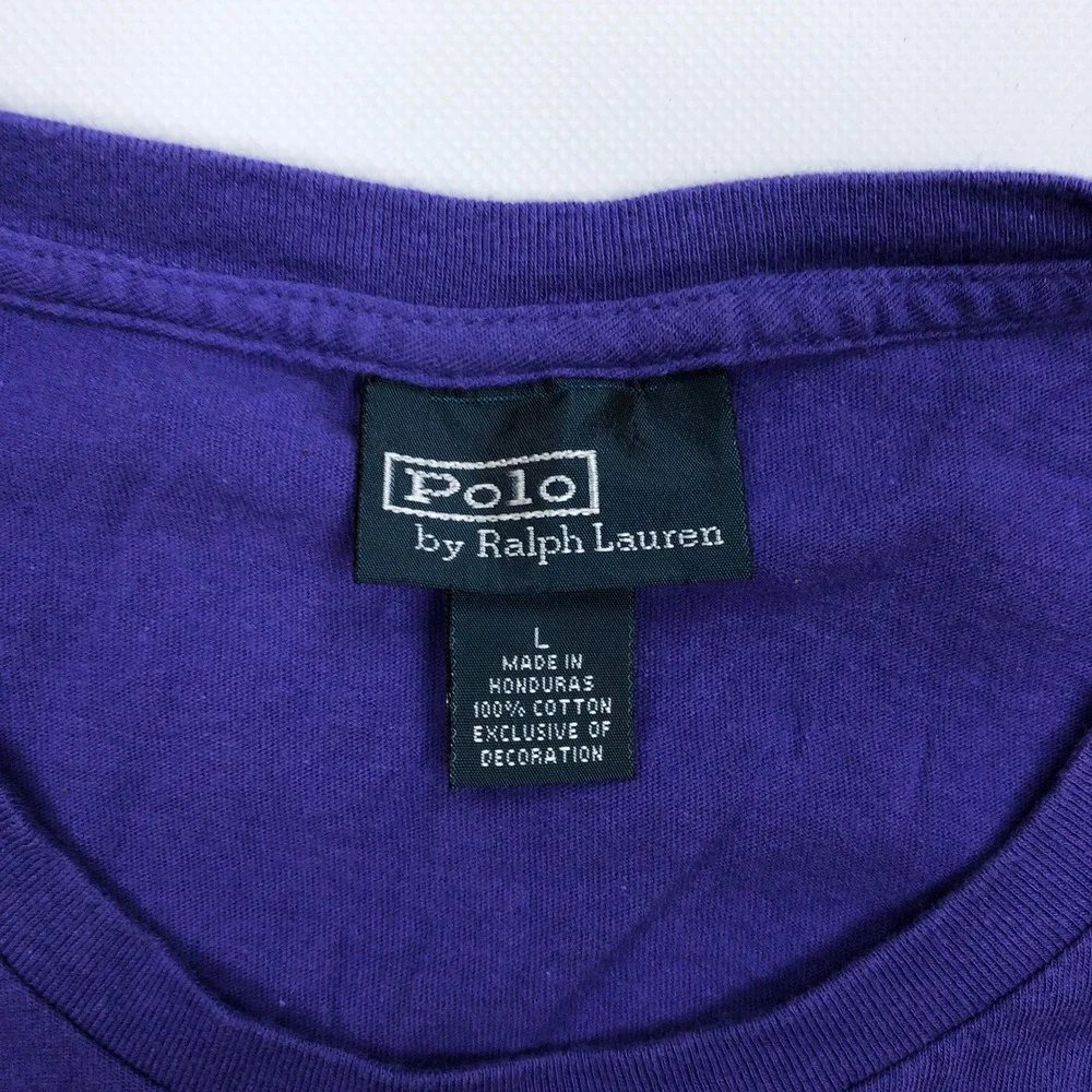 Polo Ralph Lauren T-Shirt Mens Large Purple Green Pony Vintage Cotton Tee L